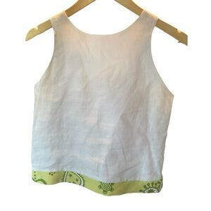 Maggie Breen Big Girl Teen Linen White Sleeveless Tank Top